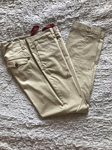 Pantaloni Uomo DonDup Edizione Limitata Taglia 34 Beige con schizzi di  vernice | eBay