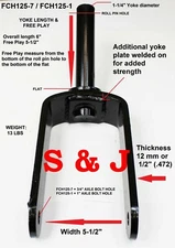 Bush Hog Heavy Duty Tail Wheel Fork For Rotary Cutter 1-1/4" Yoke- 3/4" Axle