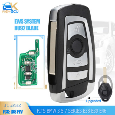 LX8FZV EWS 315MHz ID44 Remote Car Key Fob for BMW 3 5 7 Series E38 E39 E46 HU92