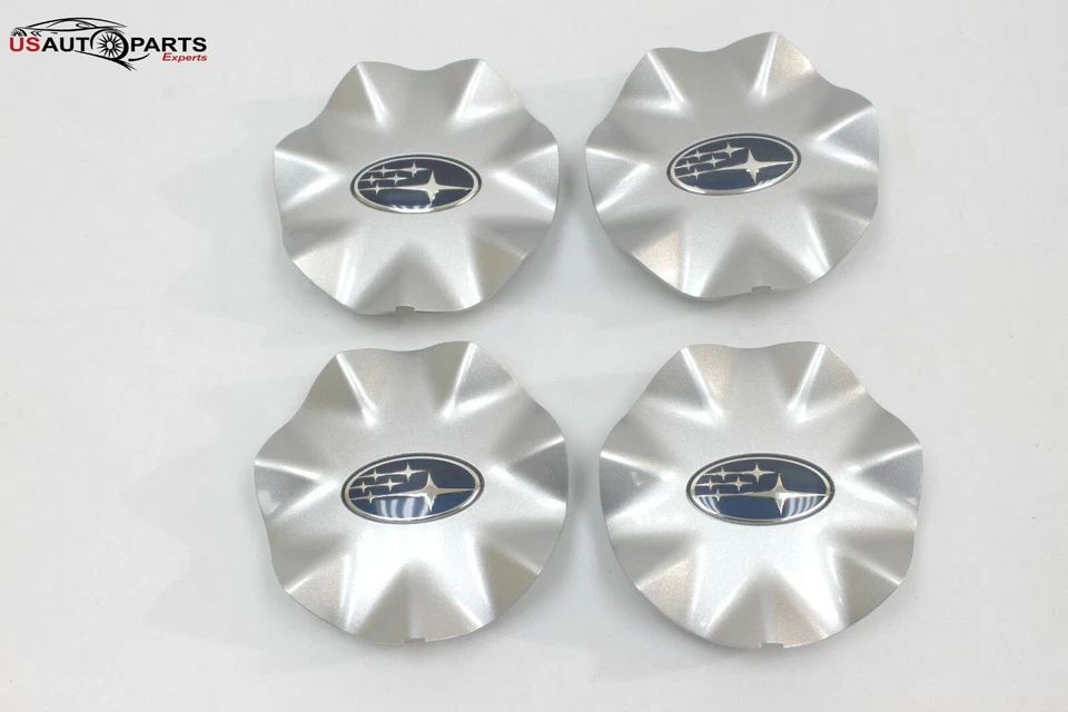 JUEGO DE 4 tapas centrales cubiertas de cubo de rueda plateadas genuinas Subaru para Tribeca 2006-2014 Foto 4 de 4