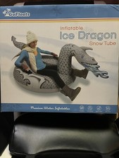 Gofloats Winter Snow Tube Inflatable Toboggan Sled For Kids Or Adults Ice Dragon