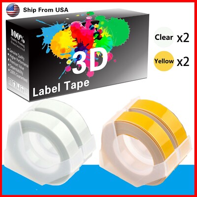 (2Clear+2Yellow) LabelTape Fit For Dymo 1595GY Dymo 15447 Label Makers