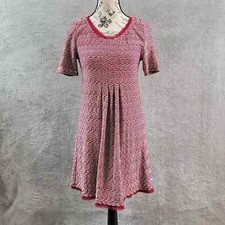 Maeve Anthropologie Dress Womens XS Red Pleated Shift Rutched Dora Stretch