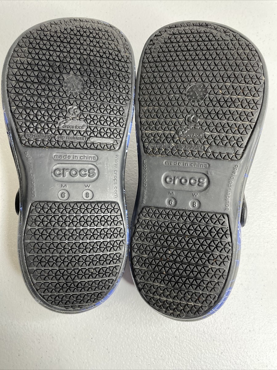 Crocs Bistro Black Lightning Bolt Graphic Slip Resistant