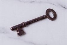 Antyczny stary żelazny klucz szkieletowy oryginalny rzadki przedmiot kolekcjonerski dekoracja. G2-248