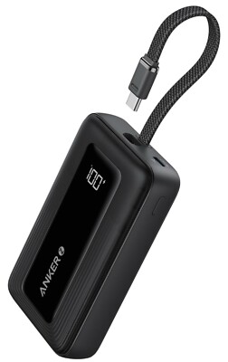 Portable Charger, 10,000mAh 30W Power Bank with Built-in Lanyard USB-C Cable