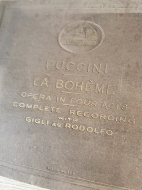Vintage "His Masters Voice Vinyl Album mit 11x 78 1/min Schallplatten Puccini La Boheme - Bild 2 von 4