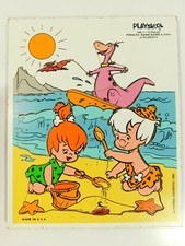 Vintage Flintstones Pebbles Bamm Bamm Wood Puzzle 1980 Playskool 340-3