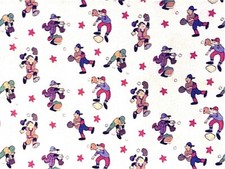 Boys Little League Cartoon Baseball 100 cotton Fabric sold by the Yard