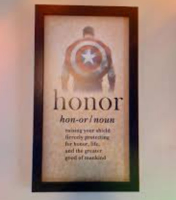 Captain America Framed Wall Decor DEFINITION OF HONOR 9'' x 16'' Marvel
