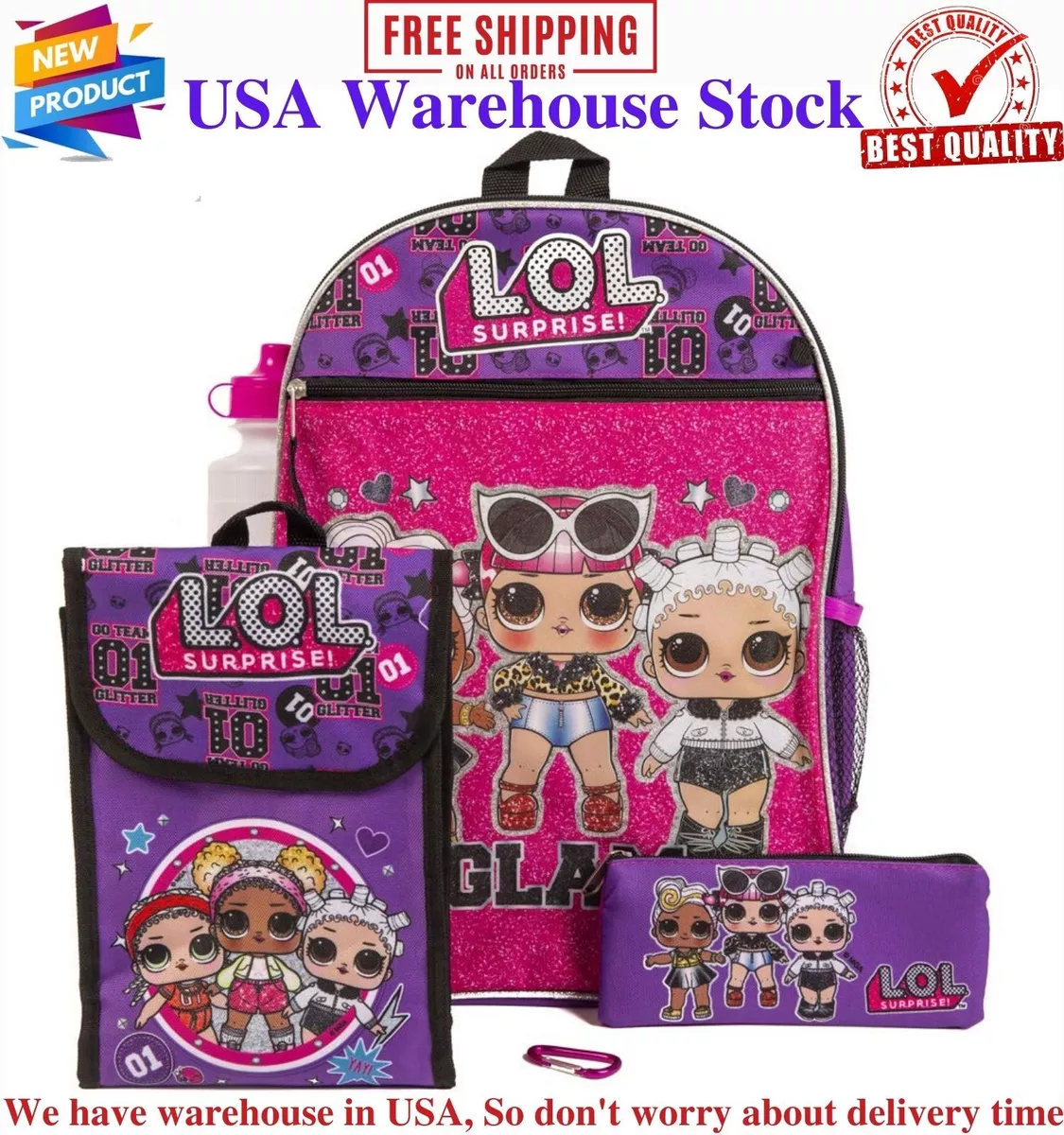 Lol Surprise Purple Back Too School Essentials Set for Girls Purple Size 16