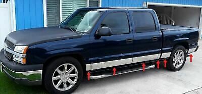 Stainless Steel 7'' Rocker Panel 12PC For 00-06 GMC Sierra Crew Cab Short Bed NF
