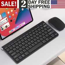 Black Slim Wireless Keyboard And Mouse Combo Set 2.4G For PC Laptop Computer US