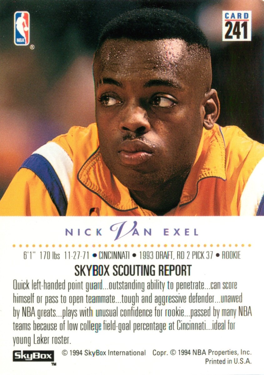 Nick Van Exel RC 1993-94 SkyBox Basketball Rookie Card # 241 Los
