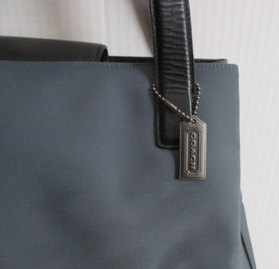 Coach #7402 Gray Nylon Leather Trim Tote Shoulder Handbag | eBay