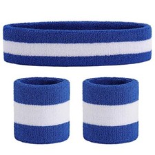 Sweatband Set 3 Pieces Headband and Wristbands for Women Men and Kids- Perfec...