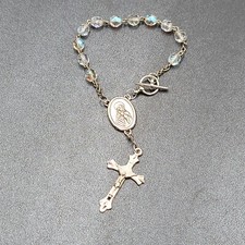 Vintage AB Glass Bead Rosary Bracelet Car Hanger White Bead