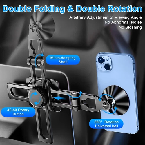 Support Téléphone Magnétique Rotation 360° Support Voiture Pliable Tableau de Bord Universel - Photo 7 sur 11