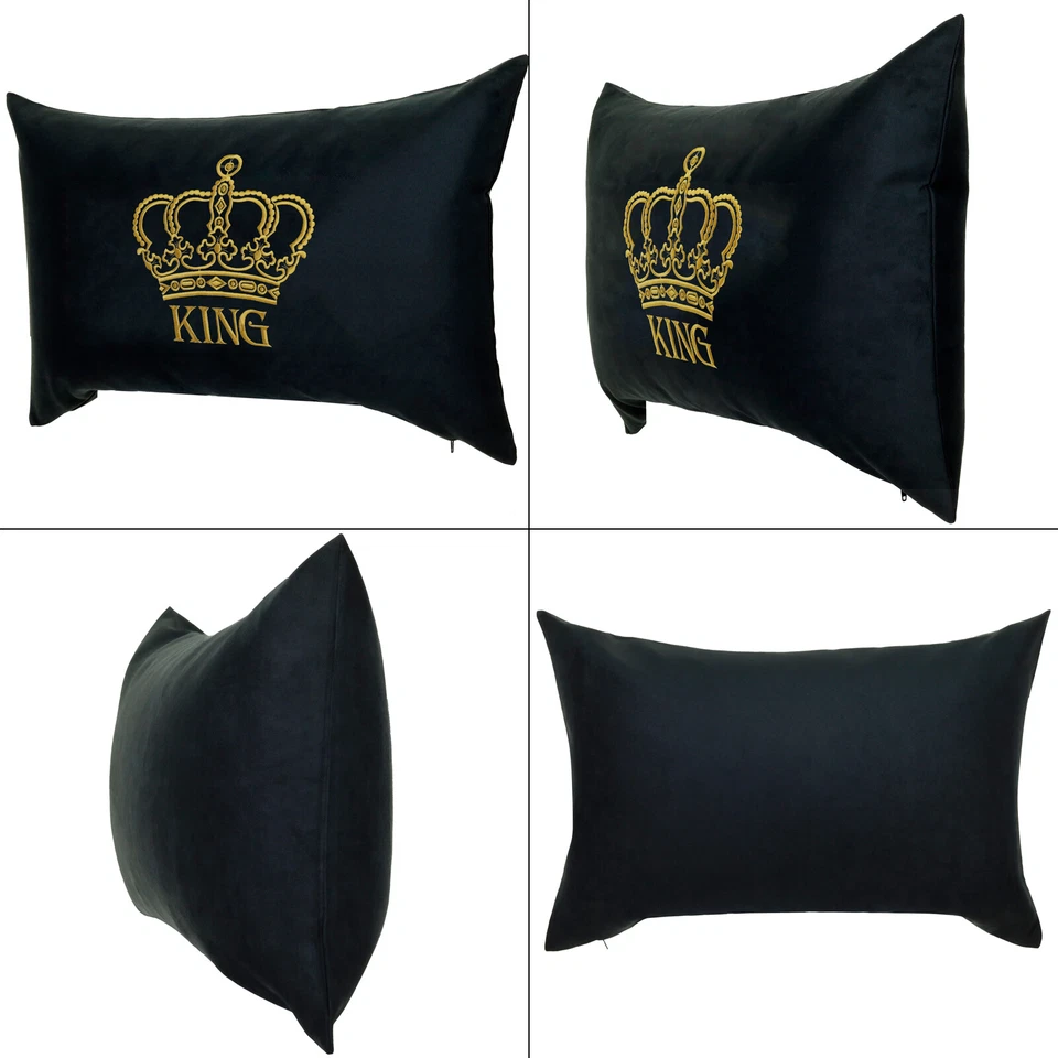 King Crown Kissen 40x60cm, Geschenk für Männer, Weihnachten, Krone, Deko schwarz - Bild 3 von 4