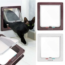 4 Way Pet Cat Puppy Dog Magnetic Lock Lockable Safe Flap ABS Door Gate Frame