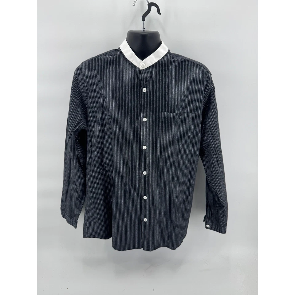 Wah Maker границы одежды мужской в полоску длинным рукавом группы воротник рубашка Sz большой - Изображение 2 из 4