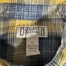 Duluth Trading Co Men's Flannel Shirt Button Down XL Cotton Yellow Plaid