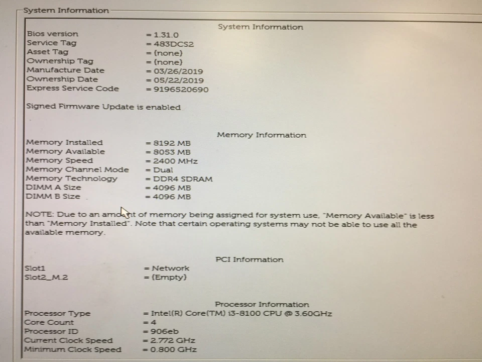 Dell OptiPlex 5260 AIO 22" Core i3-8100 3.6GHz 8GB RAM 256GB SSD NO OS Good - Image 3 of 4