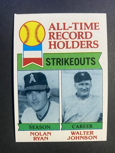 1979 Topps Baseball Nolan Ryan/Walter Johnson All-Time Records Card #417 (a)