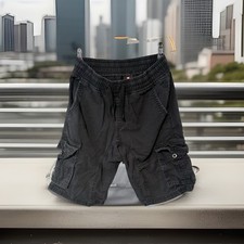 SouthPole CARGO shorts Black Elastic Drawstring Waist Boys 14-16 Streetwear Y2K