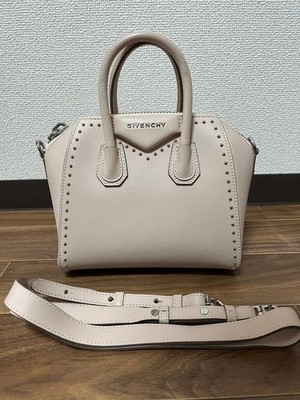 GIVENCHY Antigona Pink Beige 2Way Handbag Shoulder Strap Stud