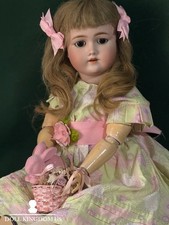 Antico tedesco C.M. Bergmann e Simon Halfig testa di moro 24" bambola vestito pasquale