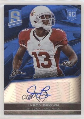 2013 Panini Spectra Rookie Auto Blue /99 Jaron Brown #144 Rookie Auto RC 6ed