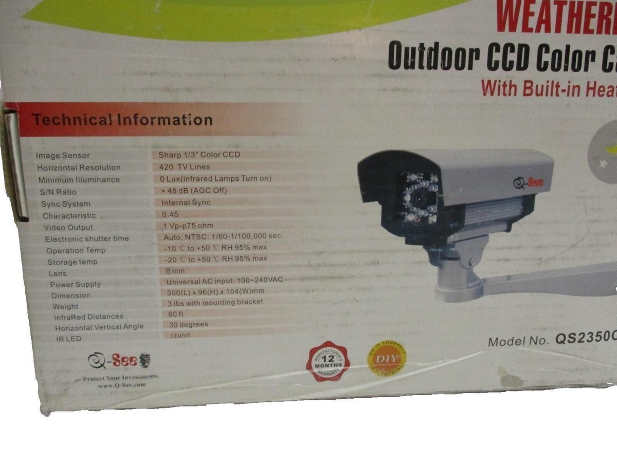 Q-See Weatherproof Outdoor CCD Color Camera Kit W Built-in Heat