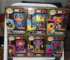 Funko Pop! Black Light Marvel Target Exclusive- 6 Pop Lot NEW w/ Protectors