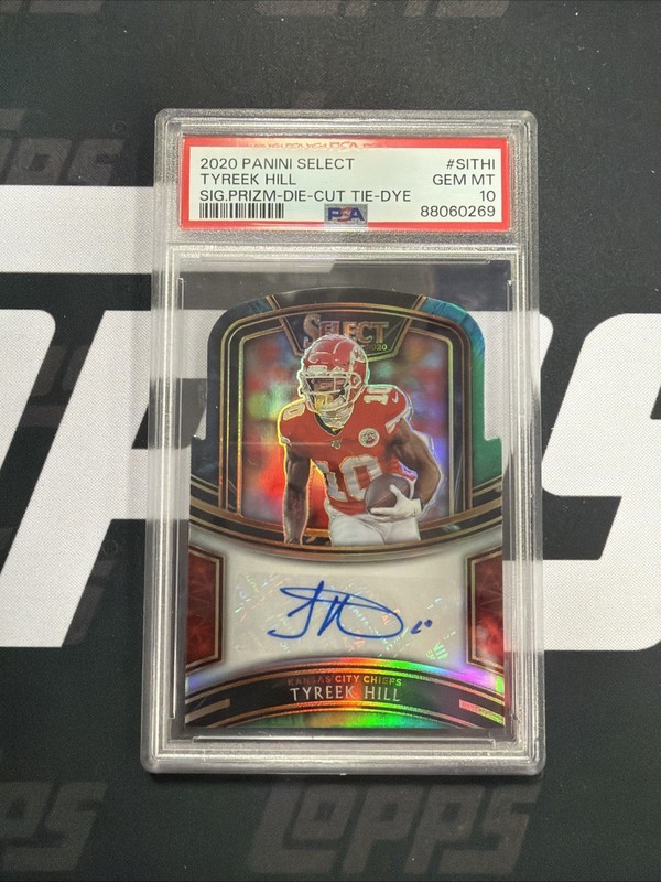 2020 Panini Select Football Tyreek Hill Die Cut Tie Dye Auto /25 PSA 10