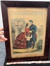 antique rare currier and ives off to war color litho original civil war framed