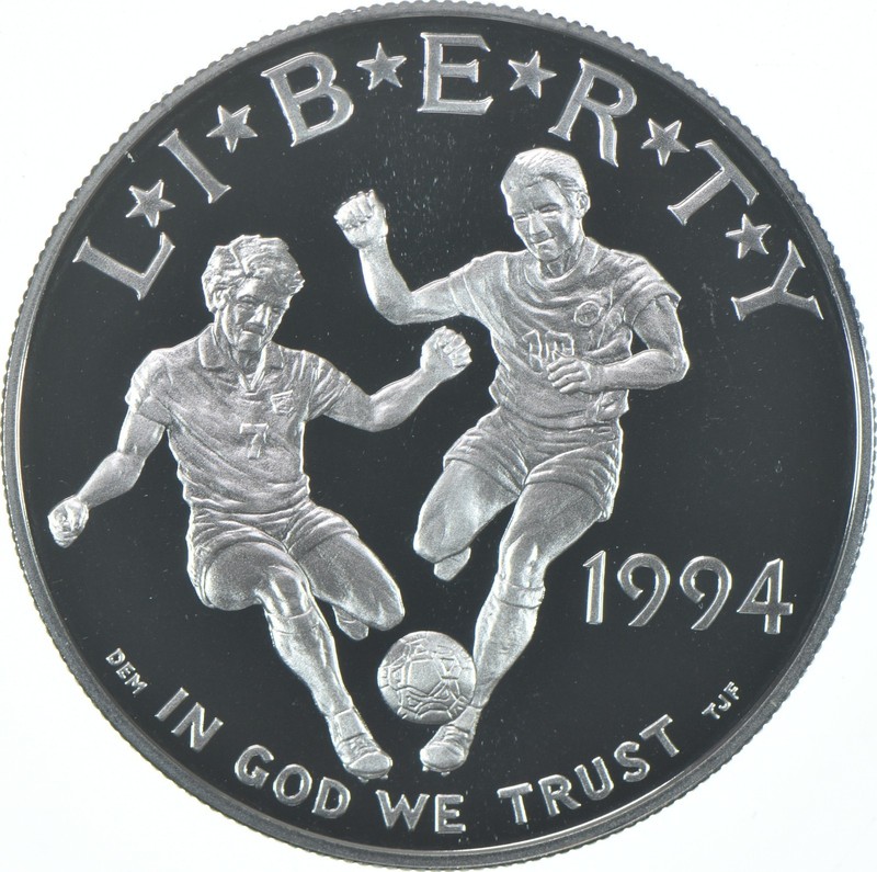 1994-S Proof Soccer World Cup Commemorative Silver Dollar $1 *2339