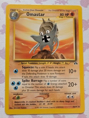 OMASTAR 43/75 Neo Discovery Unlimited Uncommon Pokemon Card