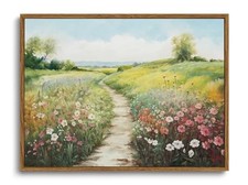 Vintage Wall Art Decor Spring Landscape 16"L x 12"W Rustic Pathway Framed