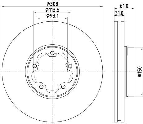 HELLA 8DD 355 122-801 BRAKE DISC Front (SINGLE)