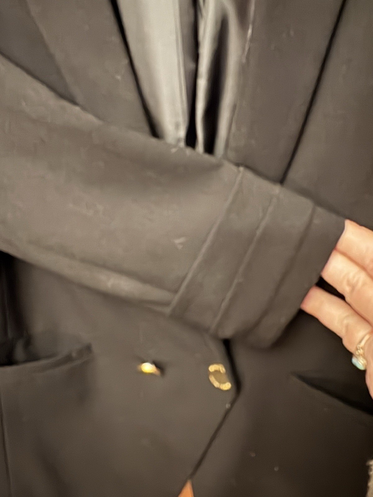 IVANKA TRUMP Black Open Front Blazer Jacket Woman’s ~ Size 4~GOLD BUTTON  Trim!!