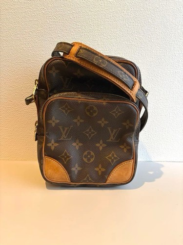 LOUIS VUITTON Monogram Canvas Amazon Shoulder Bag Brown Leather Authentic