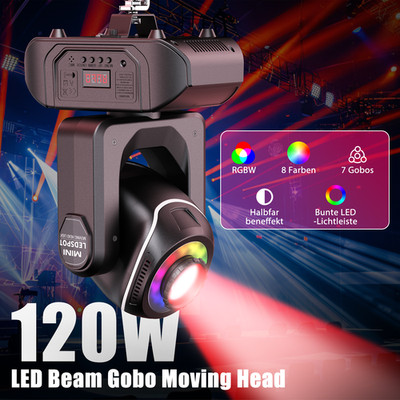 120W LED RGBW 8 Gobo Moving Head Bühnenlicht DMX Beam Spot DJ Party mit Remote