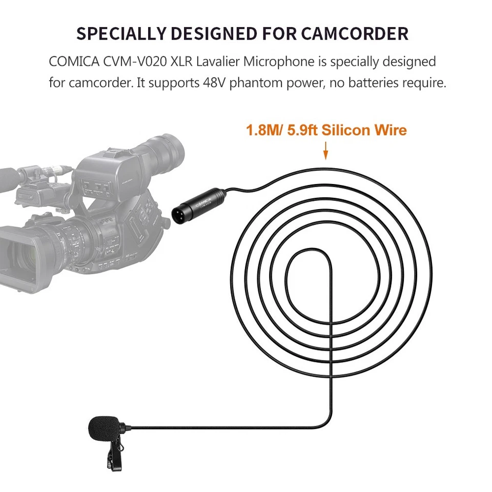 COMICA CVM-V02O Omnidirectional Lavalier Microphone Condenser Mic XLR L5D0 AEFV - Image 3 of 4