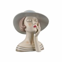 Gilde Figur Frau Lady Mit WeißEm Hut Dekofigur Dekoration Kunstharz H 18 Cm