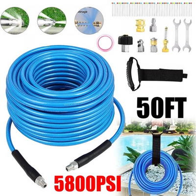 #ad 50FT 1 4quot; M NPT 5800PSI Drain Cleaner Hose Sewer Jetter Kit for Pressure Washer $26.99