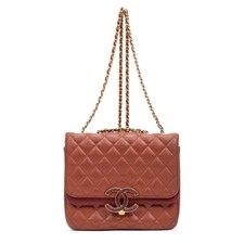 Chanel Red Chic Double Flap Shoulder Bag Lambskin Quilted Leather