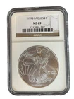 1998 American Silver Eagle $1 Dollar Coin One Troy Ounce 0.999 Fine NGC MS69