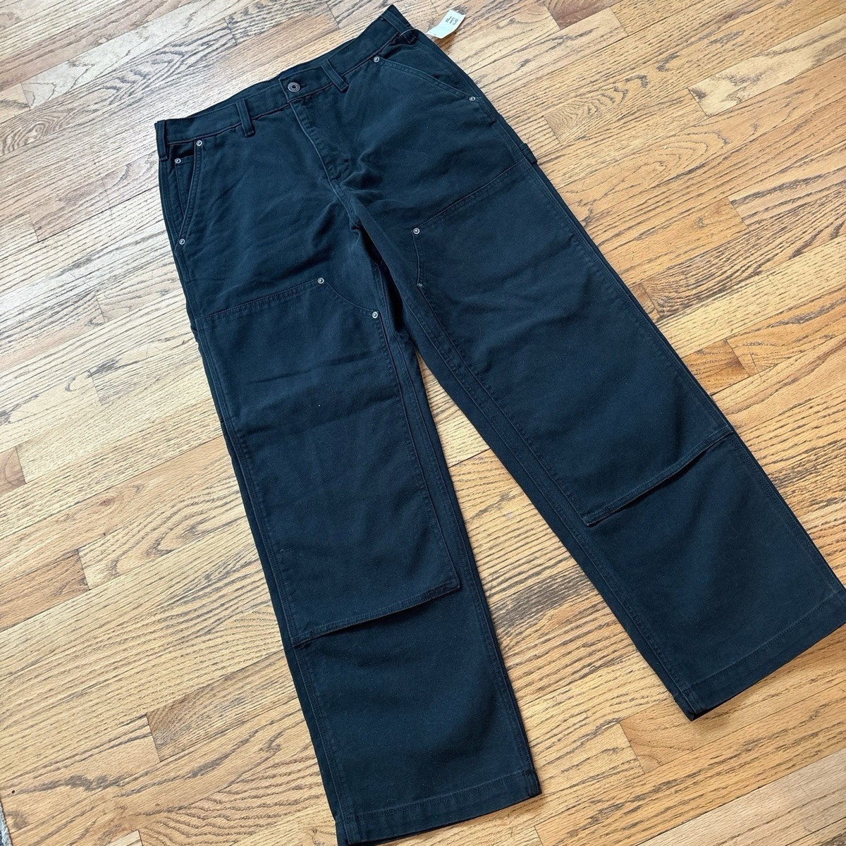 Gap NWT Washed Black 90s Loose Double Knee Carpenter Pants Sz