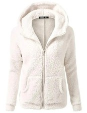 Damen Plüsch Hoodie Kapuzenjacke Fleece Flauschiger Pullover Jacke Mantel
